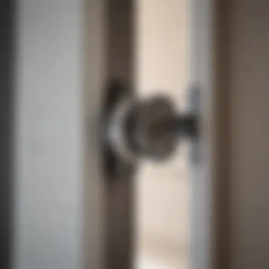 Installation process of pocket door roller hardware in a modern home.