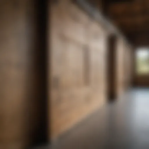 Detailed view of a pole barn sliding door bottom guide installation