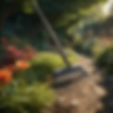 Enhancing Gardening Efficiency Poly rake in lush garden