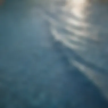 Close-up of pool liner leak being identified