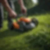 Precision Cutting with Edge Weed Trimmer Precision cutting with edge weed trimmer on grass