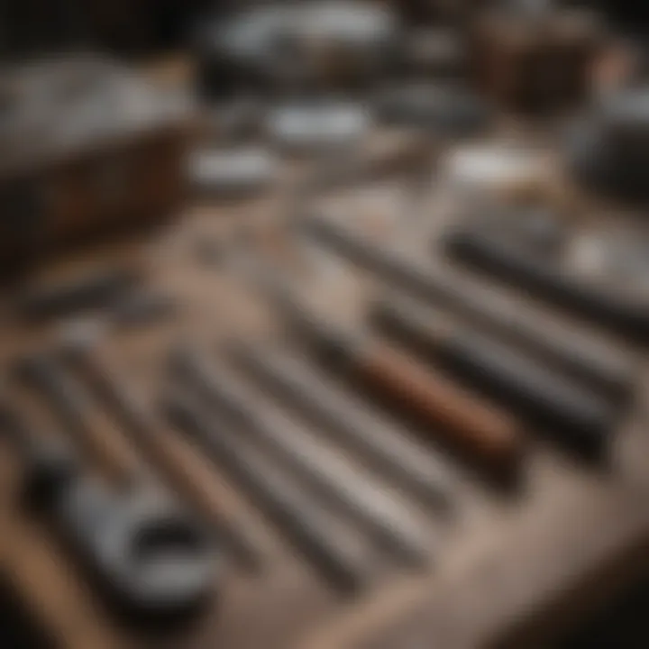 Precision tools laid out on a workbench