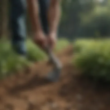 Precision weeding technique with a two-prong hoe