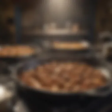 Roaster pan being used in a professional culinary environment