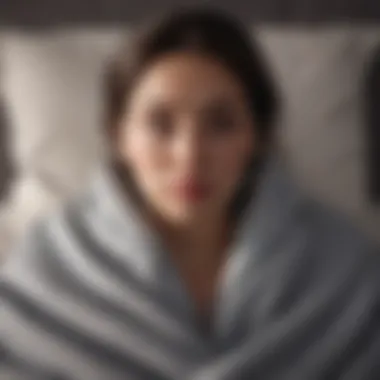 Anxiety Alleviation Aid Illustration depicting reduced anxiety through the use of a weighted blanket