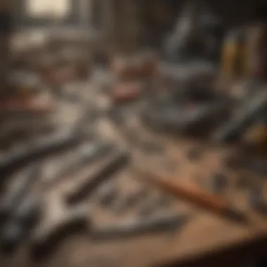 Tools for Screen Repair Various tools laid out on a workbench for screen repair