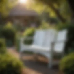 Elegant resin Adirondack bench in a sunny garden