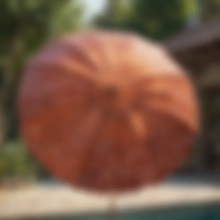 Finished outdoor umbrella showcasing personalized fabric paint design