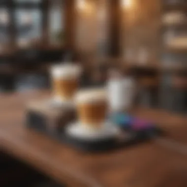 Wireless Cup Charger in Stylish Coffee Shop