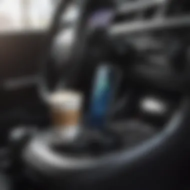Futuristic Charging Convenience for On-the-Go Professionals Wireless Cup Charger in Tech-Savvy Car Interior