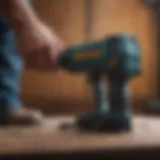 Roofing nail gun in action