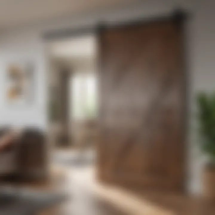 Interior of a room transformed by a barn door