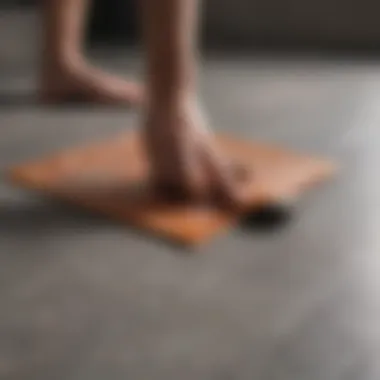 Rubber underlayment being installed