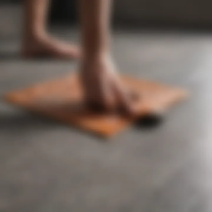 Rubber underlayment being installed