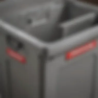 Durable Material of Rubbermaid Storage Tote Close-up of the durable material of the Rubbermaid storage tote