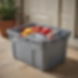 Sleek gray Rubbermaid Roughneck storage tote showcased outdoors