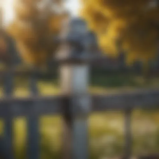 Rustic galvanized fence post hardware in a countryside setting