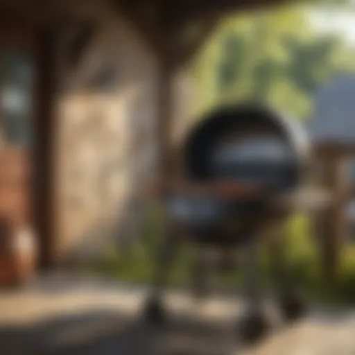 Rustic outdoor grill with wood accents
