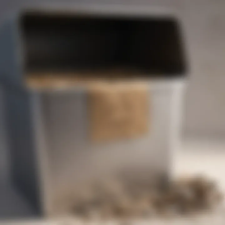 An eco-friendly disposal method for old wallpaper demonstrated in a recycling bin.