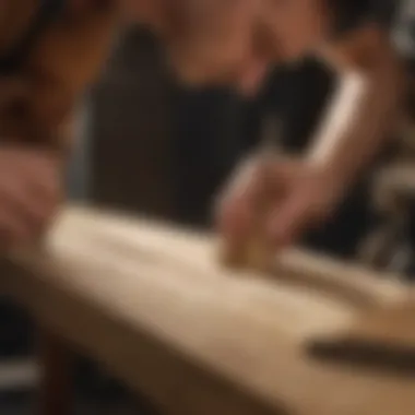 Meticulous Examination of Sander Cleaning Stick Woodworker inspecting sander cleaning stick