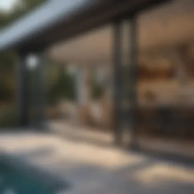 Stylish Outdoor Living with Triple Sliding Glass Doors Stylish outdoor area featuring triple sliding glass doors with screens