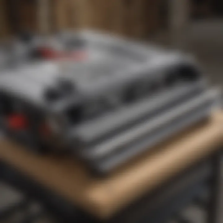 Close-up of adjustable features on a premium portable table saw stand