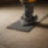 Close-up view of an oscillating tool blade for grout removal