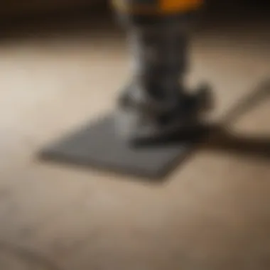Close-up view of an oscillating tool blade for grout removal