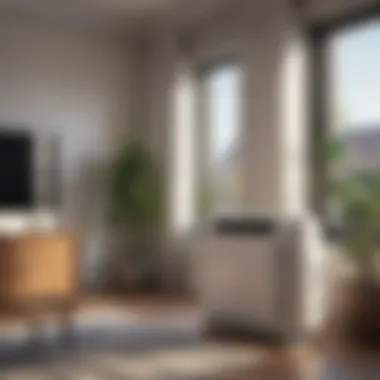 Compact air conditioner in a modern living room