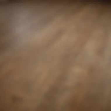 Durable Finish: Cured Underlayment Under Wood Flooring Close-up of cured self-leveling underlayment beneath wood floor