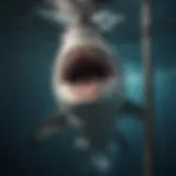 Subaquatic Encounter: Shark Biting Pipe Fitting Underwater view of shark biting pipe fitting