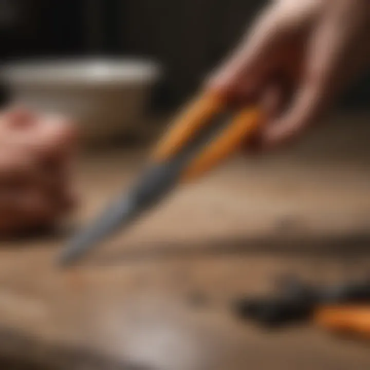 User demonstrating safety practices while using Sharkbite pliers
