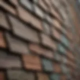 A close-up view of various siding materials highlighting texture and color variations.