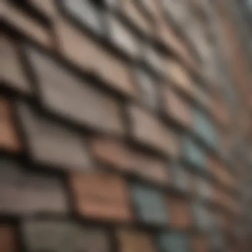 A close-up view of various siding materials highlighting texture and color variations.
