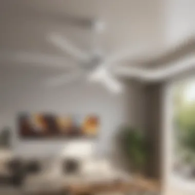 Sleek and modern design of a 52-inch white ceiling fan with light