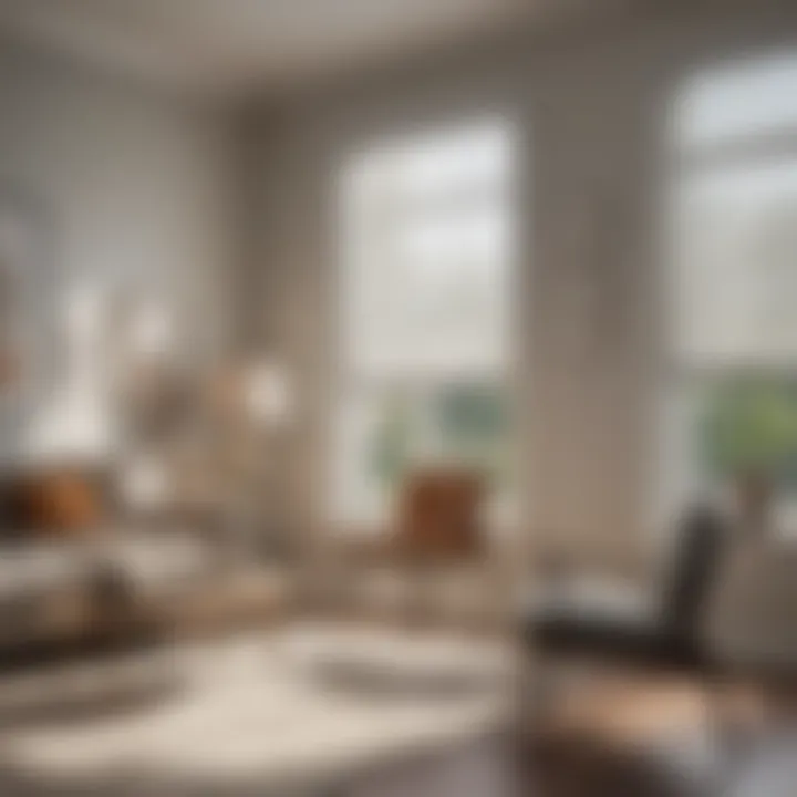 Sleek White Vinyl Mini Blinds in Living Room