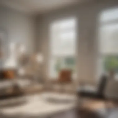 Chic Simplicity Sleek White Vinyl Mini Blinds in Living Room