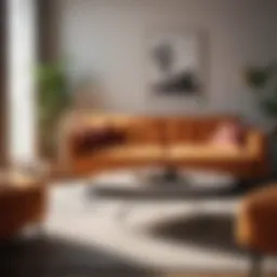 Sleek sofa felt pad in modern living room