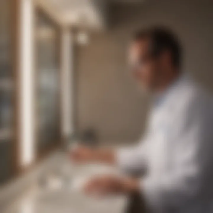 Spa technician checking HTH chlorinating sanitizer levels