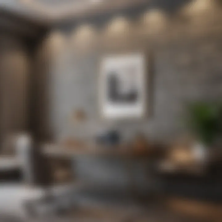 Sleek stone paneling transforming home office
