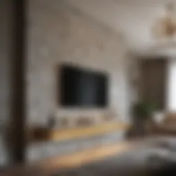 Elegant stone paneling in modern living room