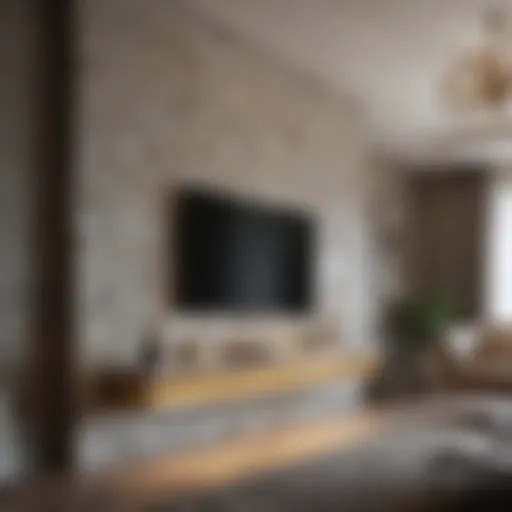 Elegant stone paneling in modern living room