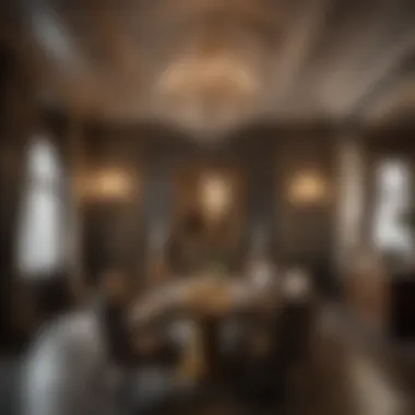 Luxurious stone paneling in upscale dining area