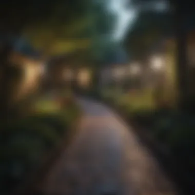 Pathway Illumination: Enhancing Garden Aesthetics A beautifully lit garden pathway showcasing lights