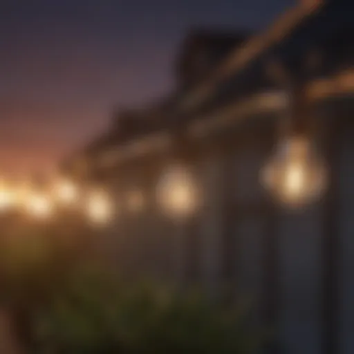 Close-up view of string lights adorned with wire against a sunset backdrop