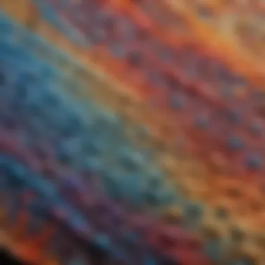 A finished canvas artwork displaying dynamic colors and patterns