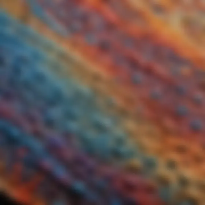 A finished canvas artwork displaying dynamic colors and patterns