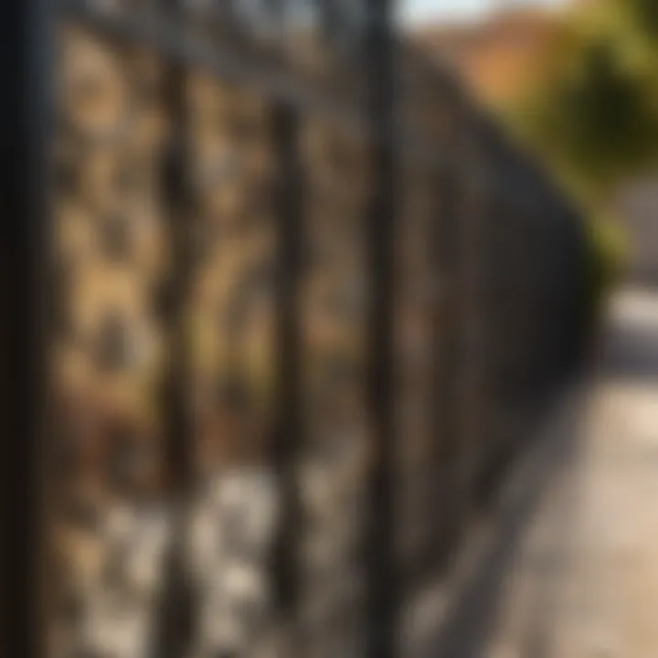 Sunlight filtering through elegant wrought iron fence