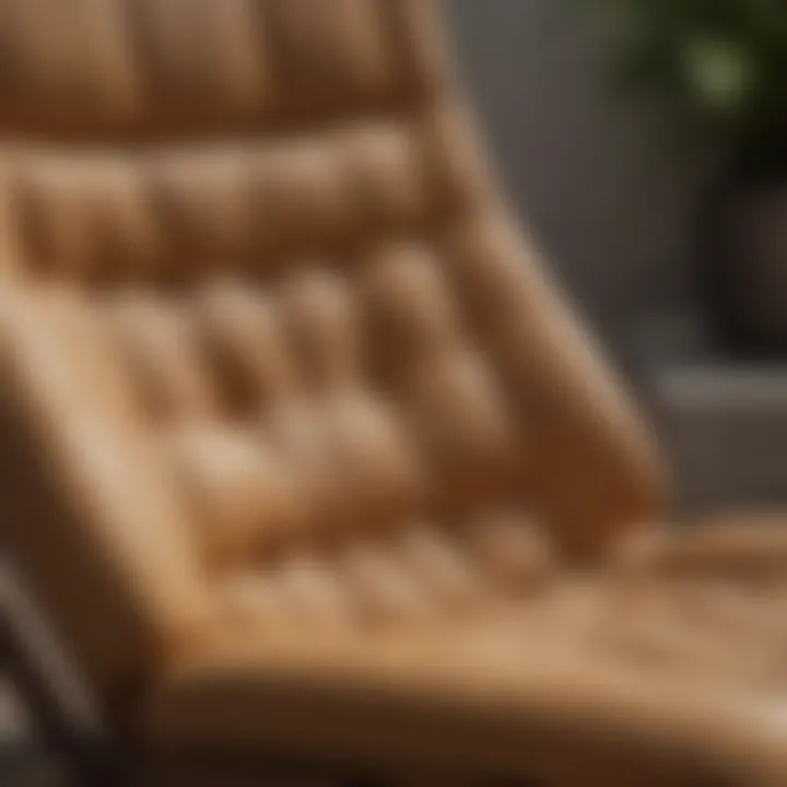 Close-up of tan lounge chair's texture and material