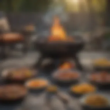 An array of dishes showcasing the unique flavors achieved through firepit cooking